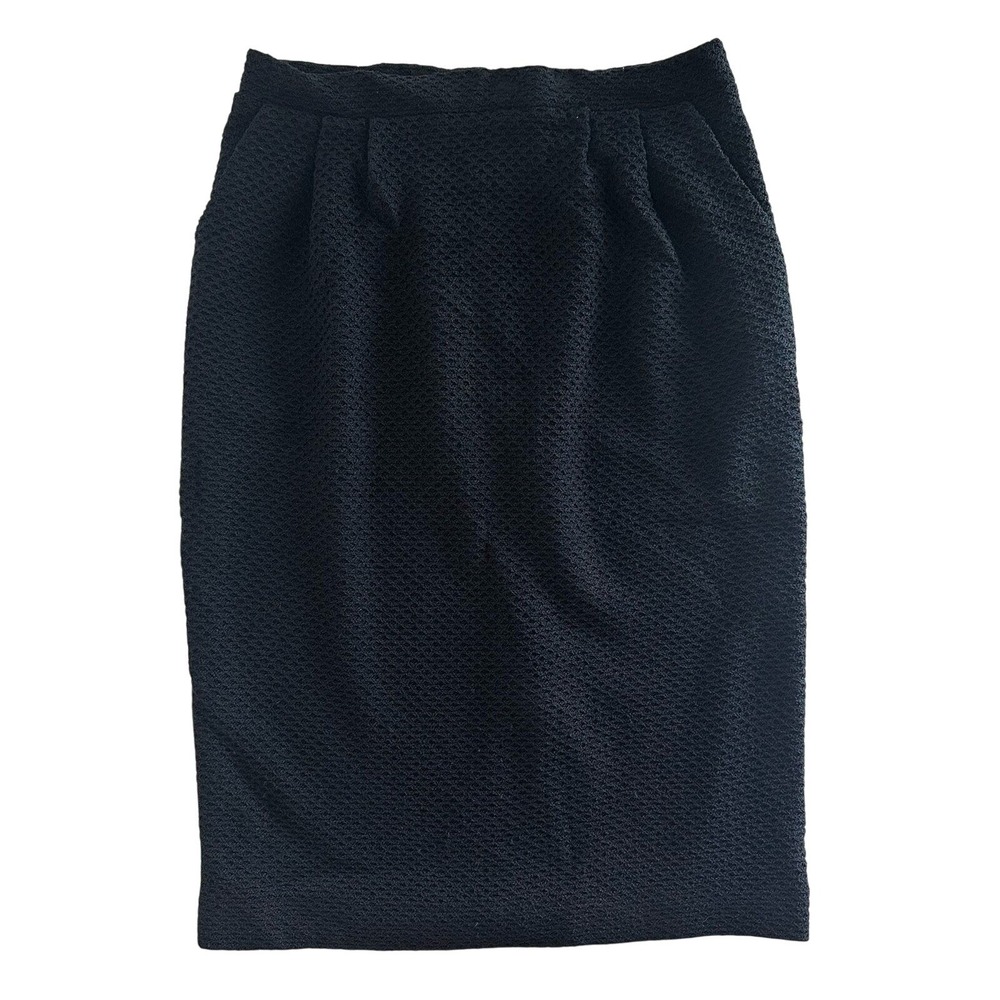 St. John Couture Black Textured Knit Pencil Skirt Made in USA Size 4
